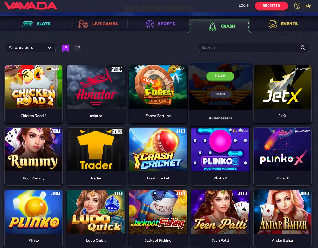 Vavada crash spellen